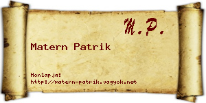 Matern Patrik névjegykártya